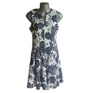 Danny & Nicole Navy and White Floral Print Dress